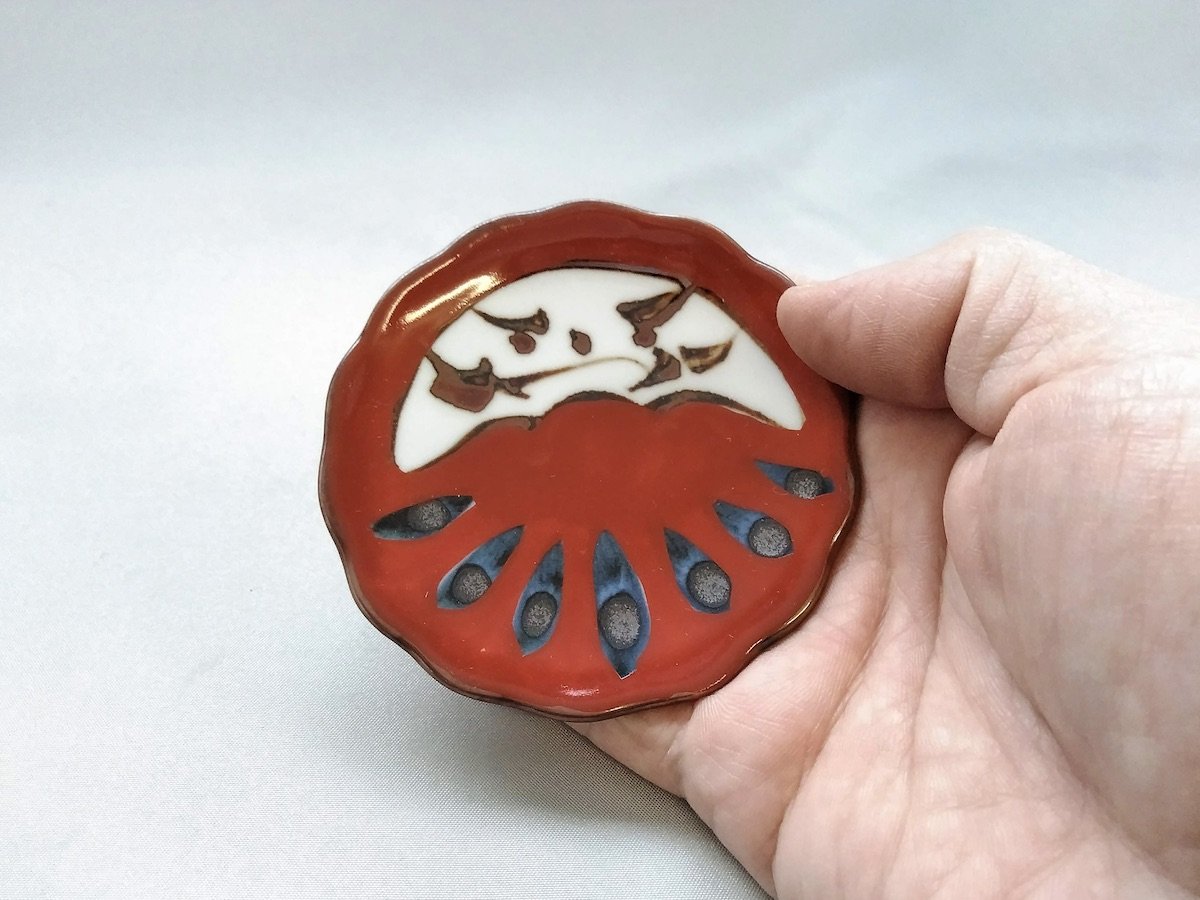 赤絵豆皿だるま【空萌工房】