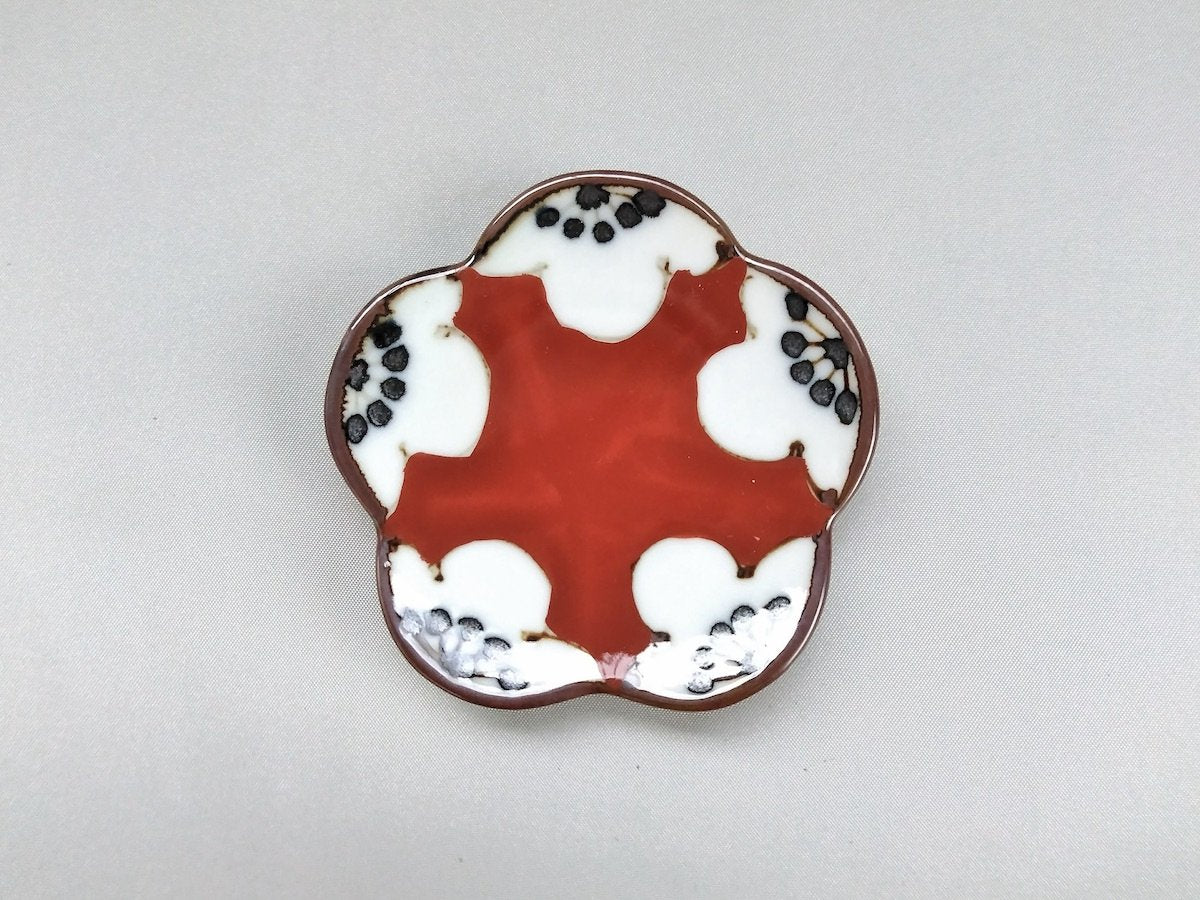 赤絵豆皿梅【空萌工房】