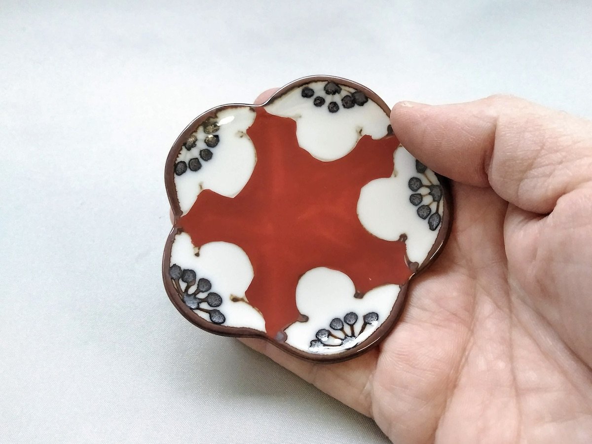 赤絵豆皿梅【空萌工房】