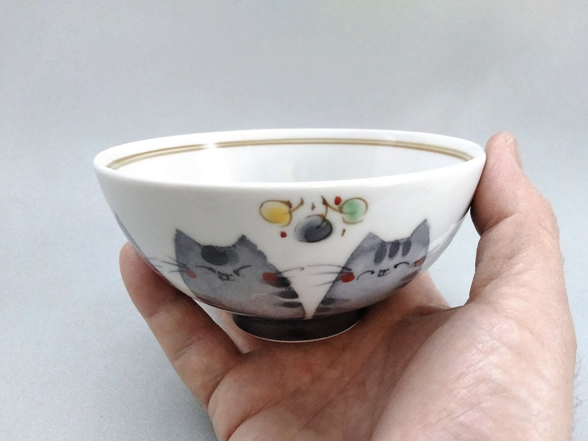 和紙染ねこ飯碗大【空萌工房】
