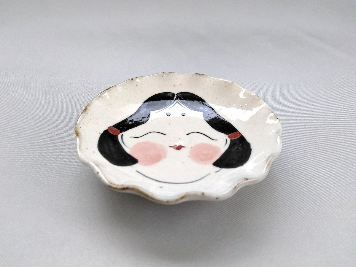 おかめ輪花豆皿【陶工房楽】