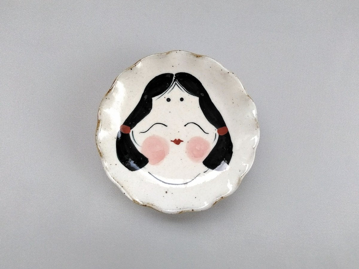 おかめ輪花豆皿【陶工房楽】