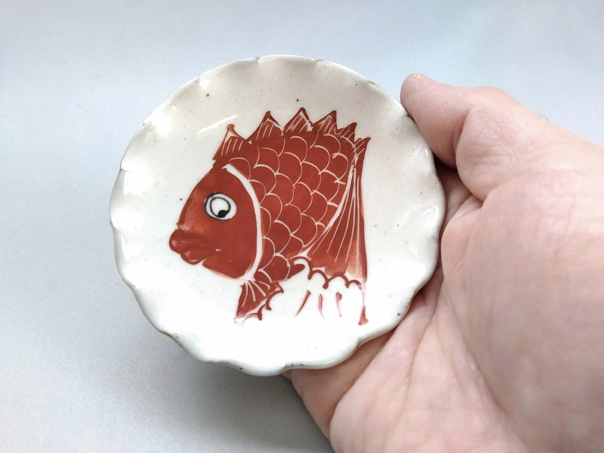 めで鯛輪花豆皿【陶工房楽】