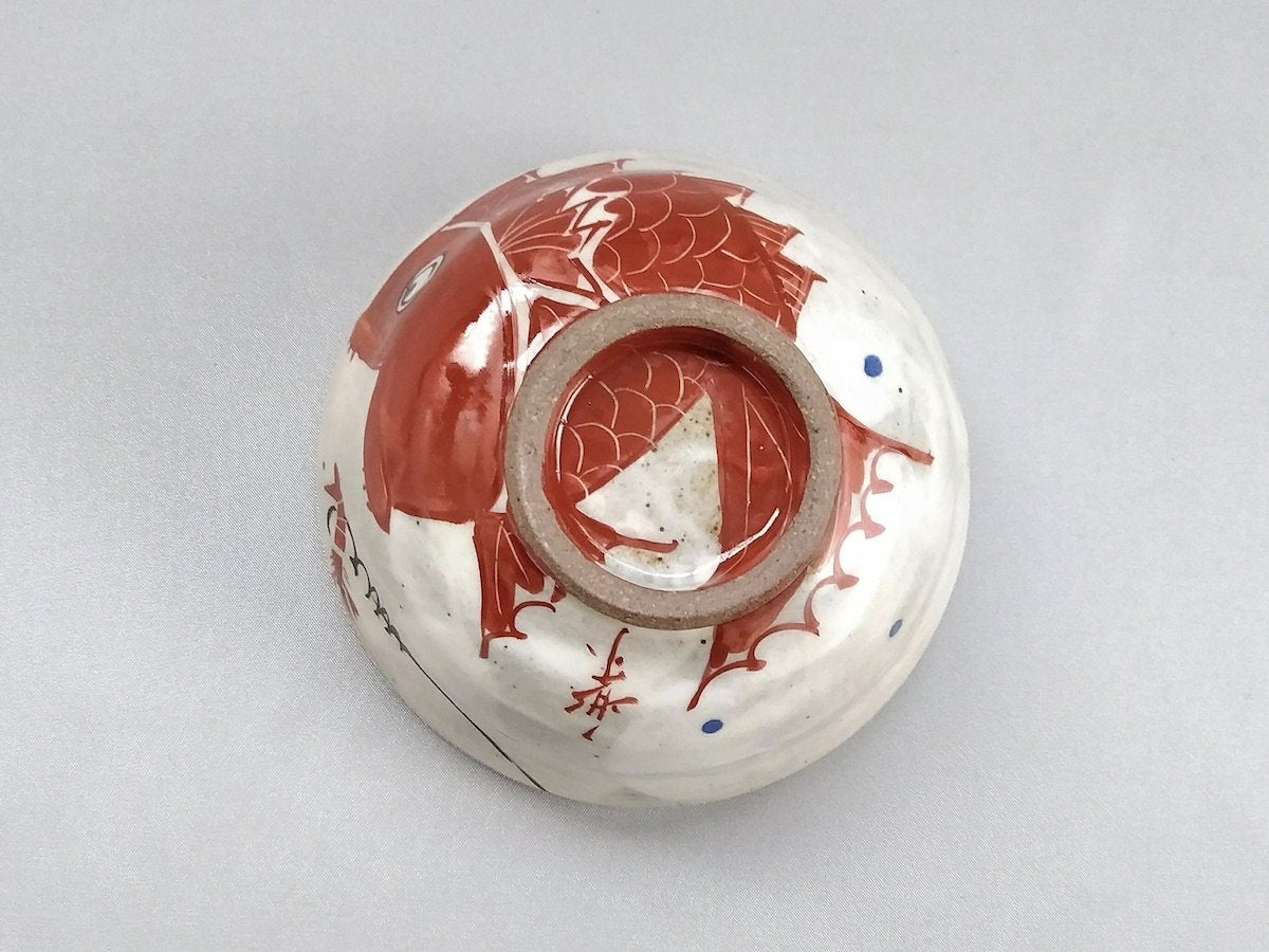 エビに鯛飯碗赤【陶工房楽】