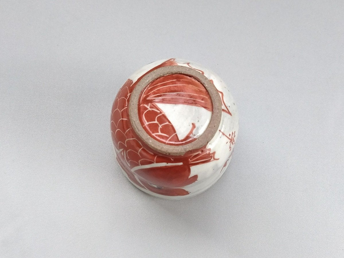 エビに鯛湯呑赤【陶工房楽】