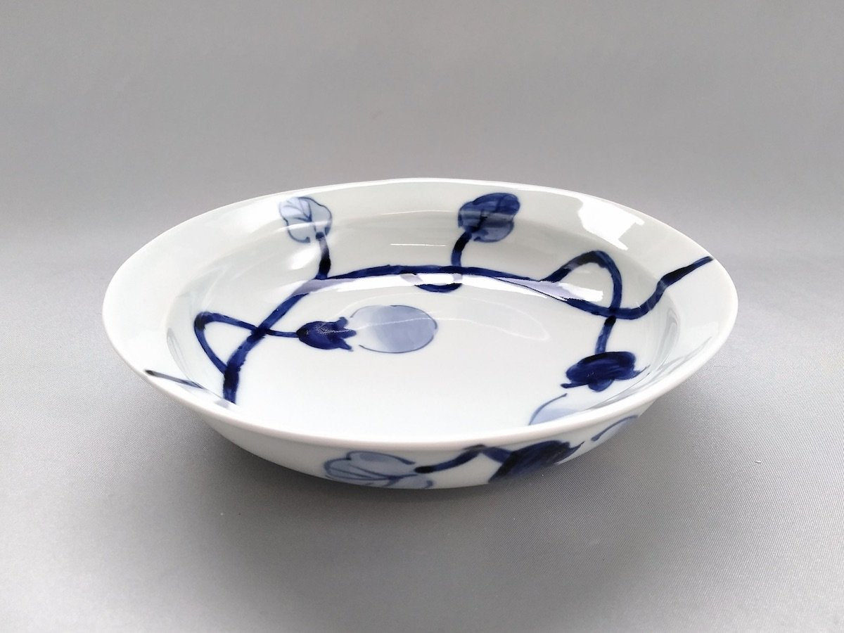 染付ナス紋リム多用鉢【皓洋窯】