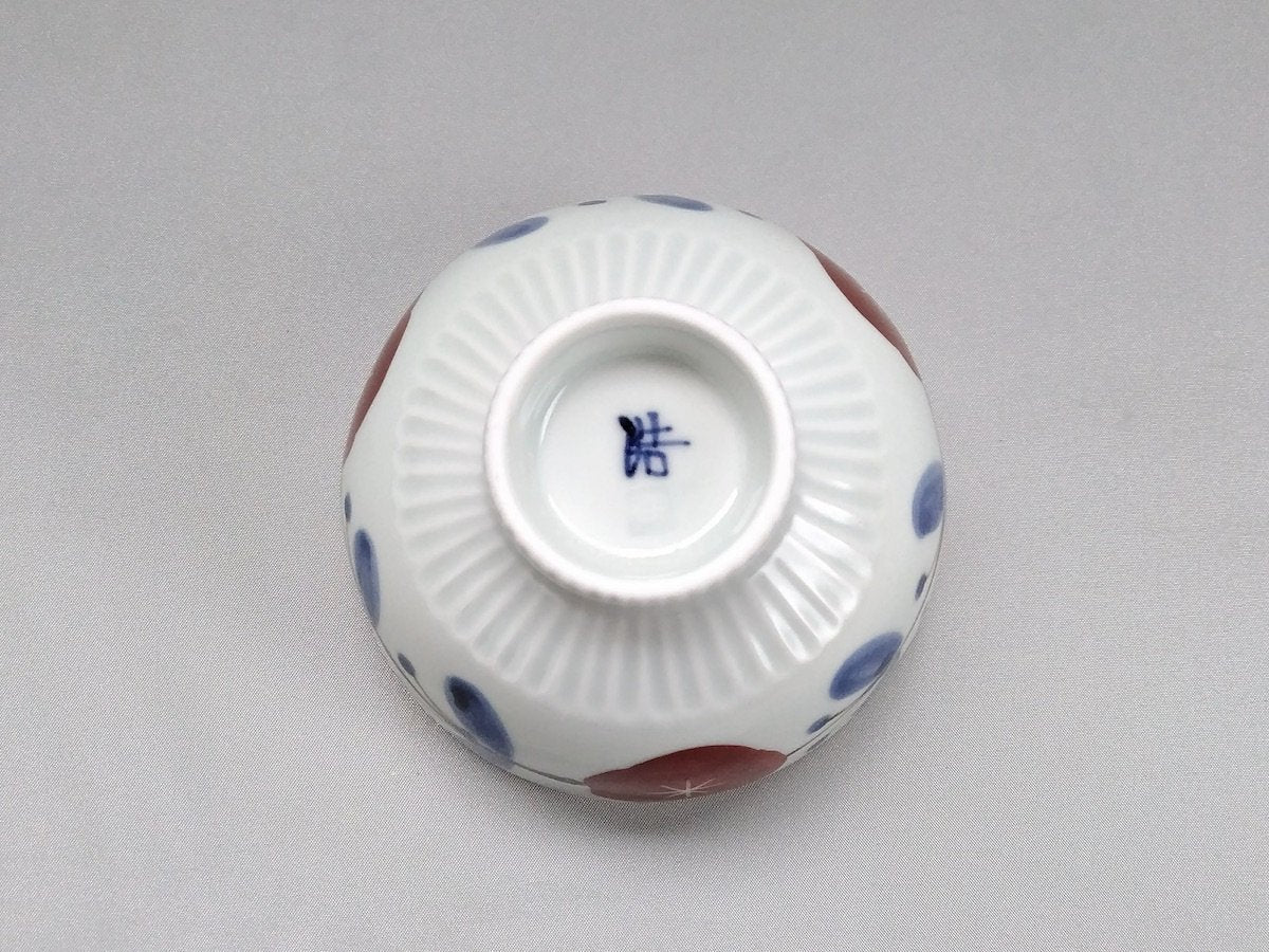 染付花つなぎ飯碗小 赤【皓洋窯】