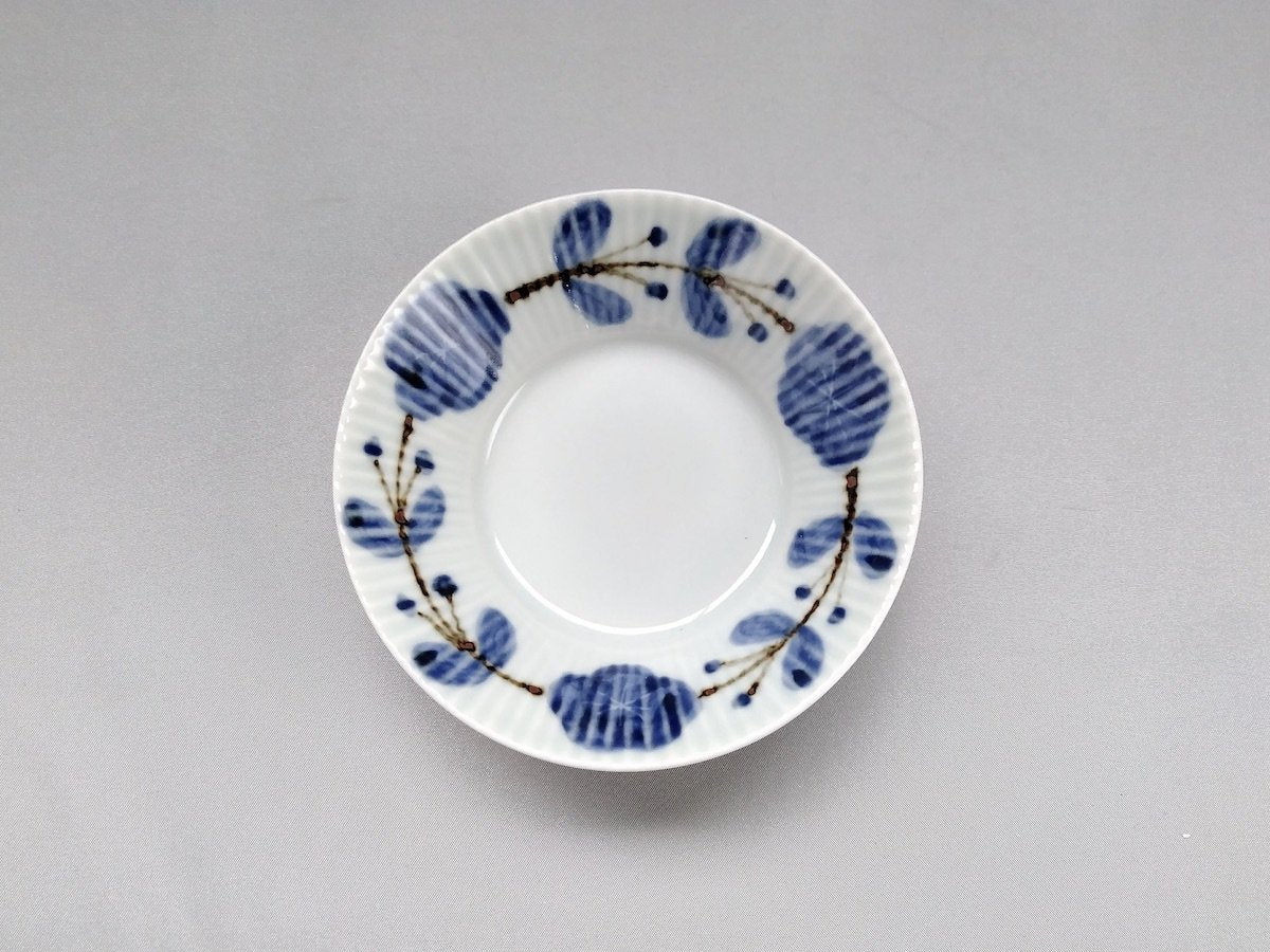 みのりしのぎ小鉢染付サビ花つなぎ【皓洋窯】