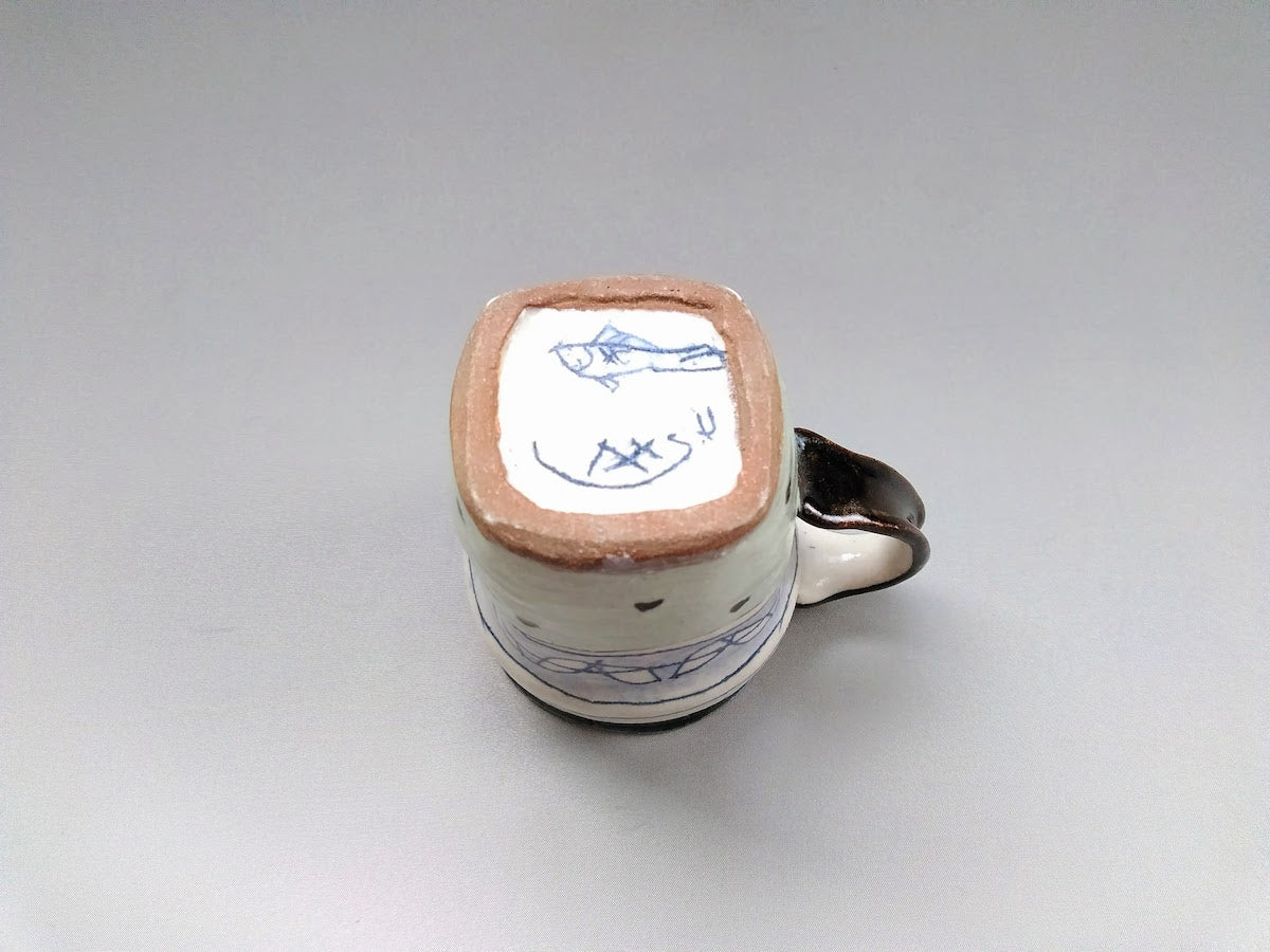 マグ 四角青 葉とドット【加藤淳】