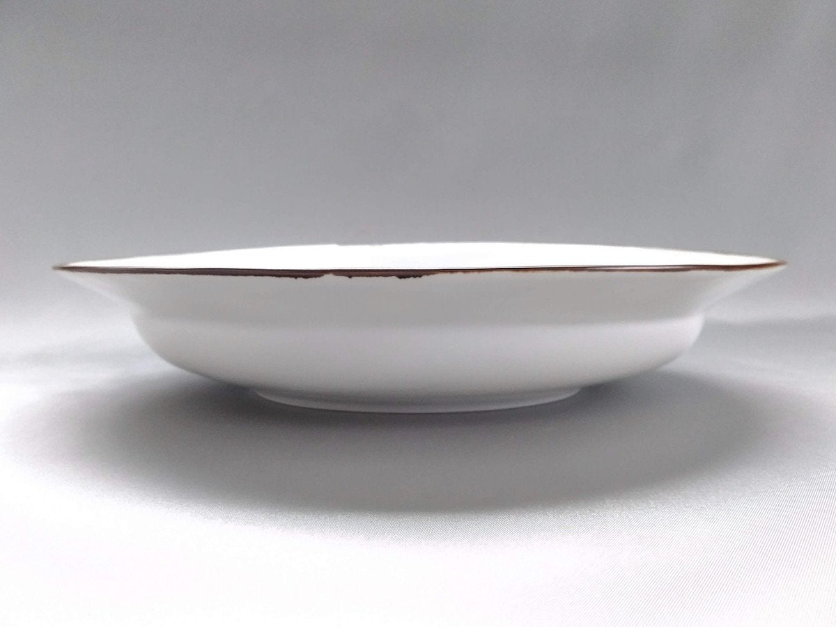 リム楕円皿渕サビ白マット【皓洋窯】