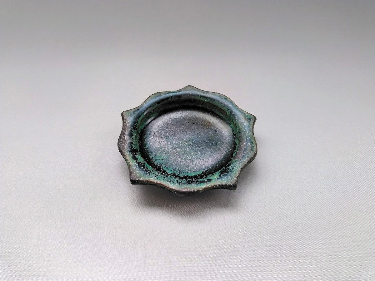 艶消織部彫刻リムプレート豆皿【山本一仁】