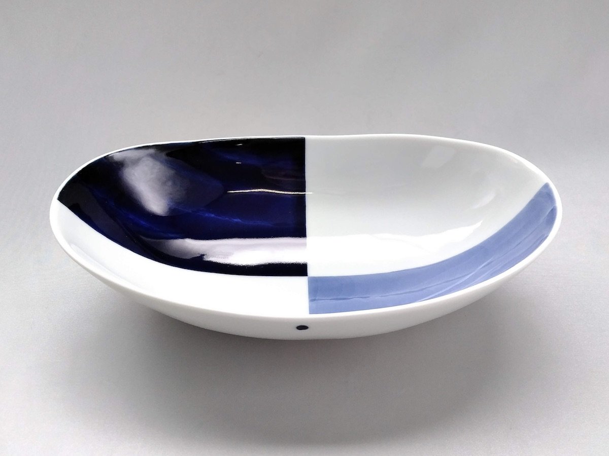 濃市松楕円鉢【そうた窯】