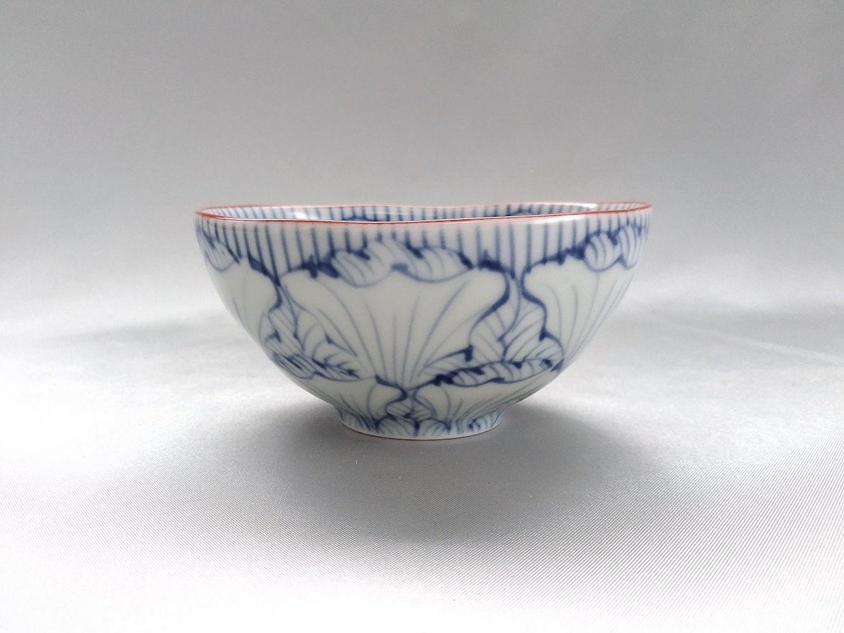 染付渕赤花弁紋楕円小付【そうた窯】