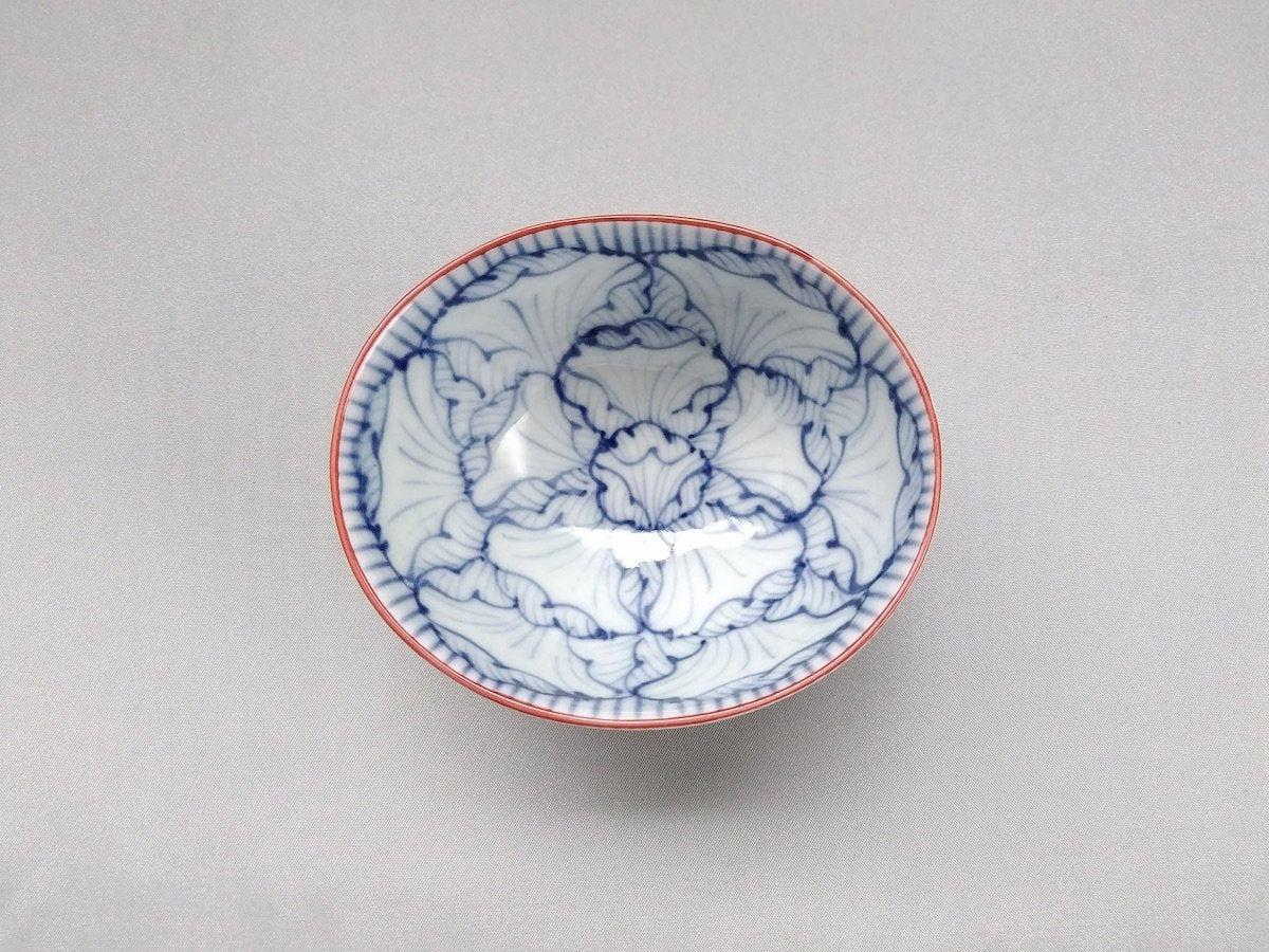染付渕赤花弁紋楕円小付【そうた窯】