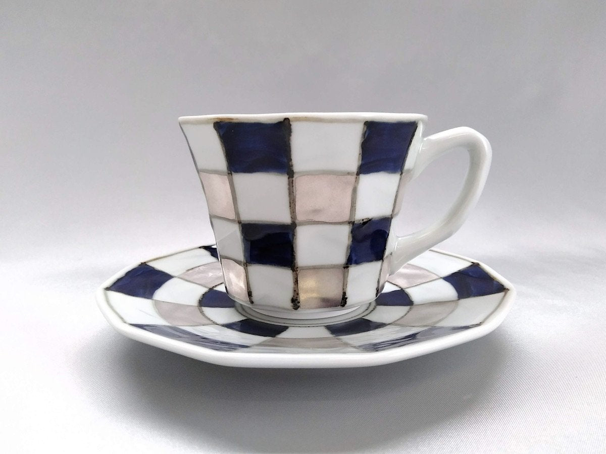 銀彩市松面取コーヒーC&S【そうた窯】