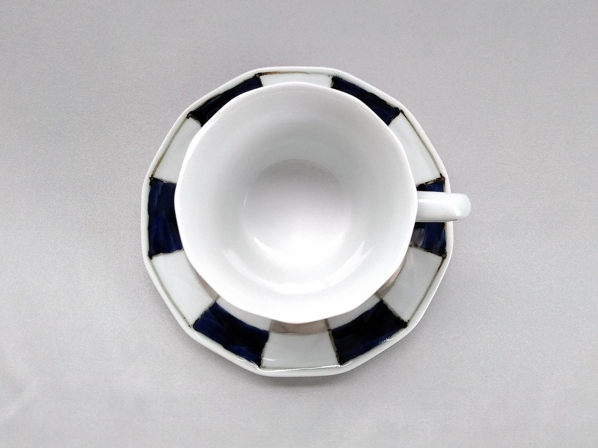 銀彩市松面取コーヒーC&S【そうた窯】