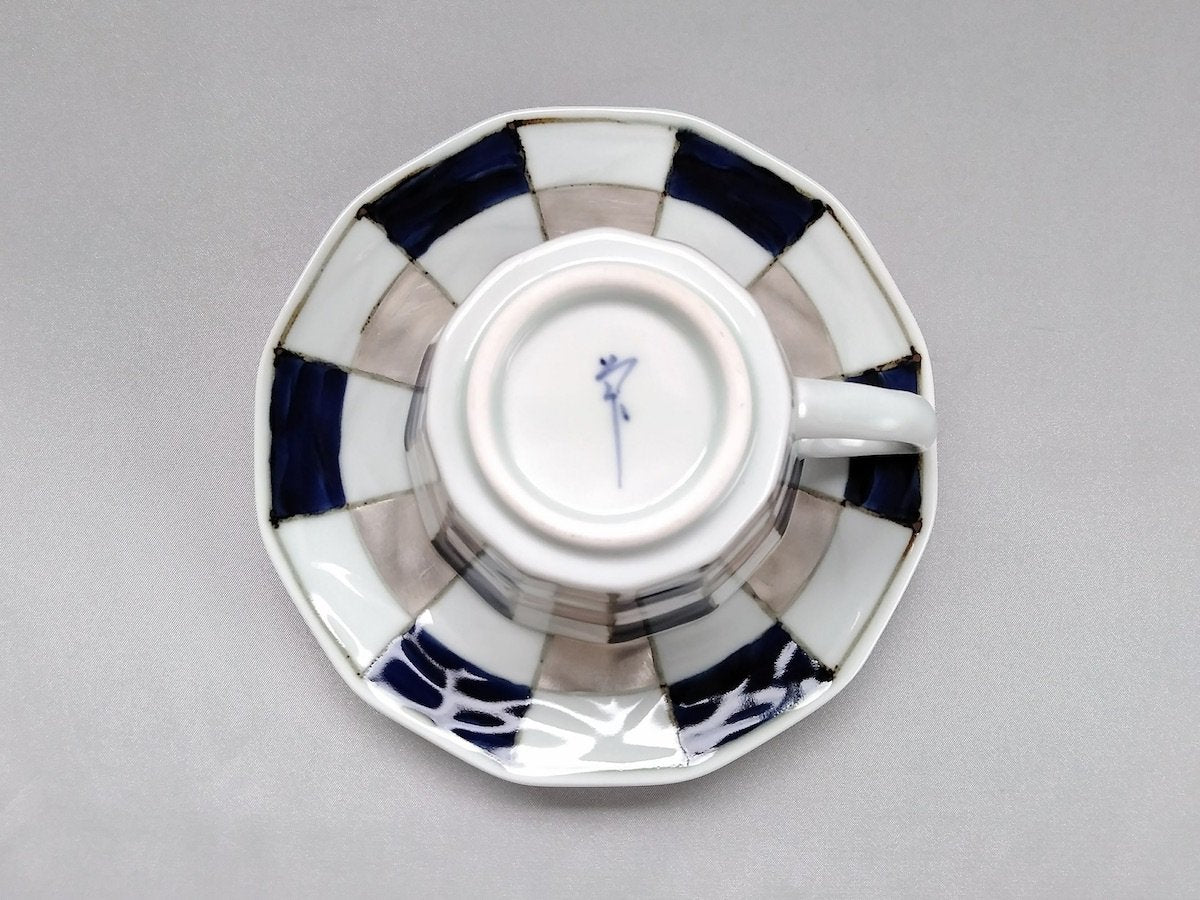 銀彩市松面取コーヒーC&S【そうた窯】