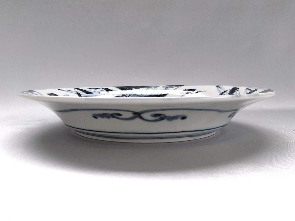 古染扇草紋7寸皿【陶房青】