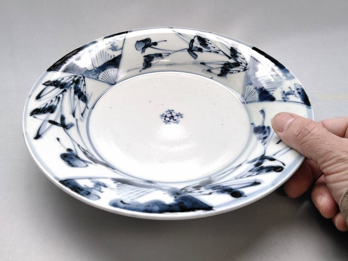 古染扇草紋7寸皿【陶房青】