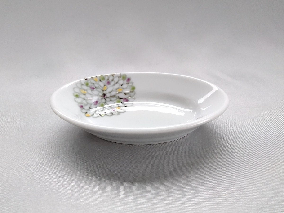 色絵菊楕円鉢小【徳七窯】