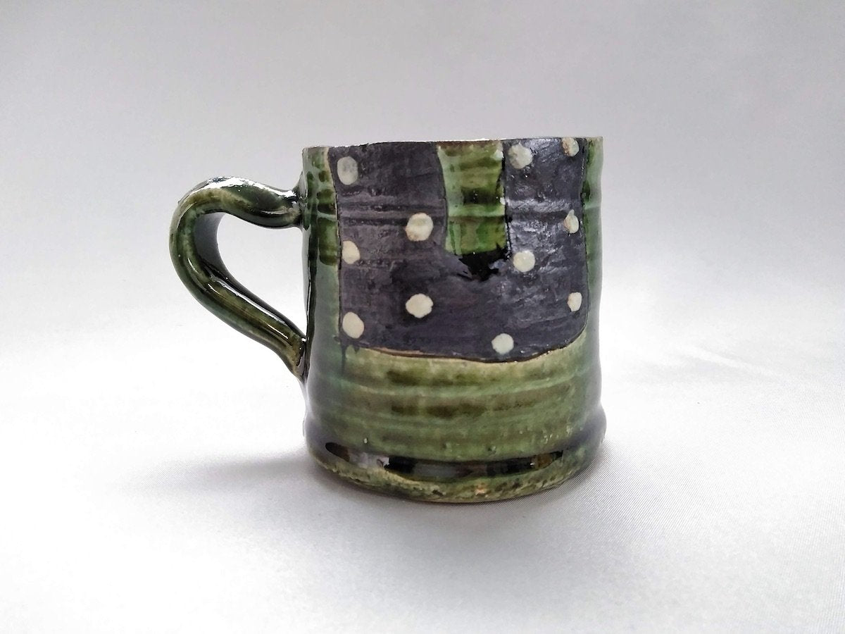 織部黒抜ドット筒マグ【山本一仁】