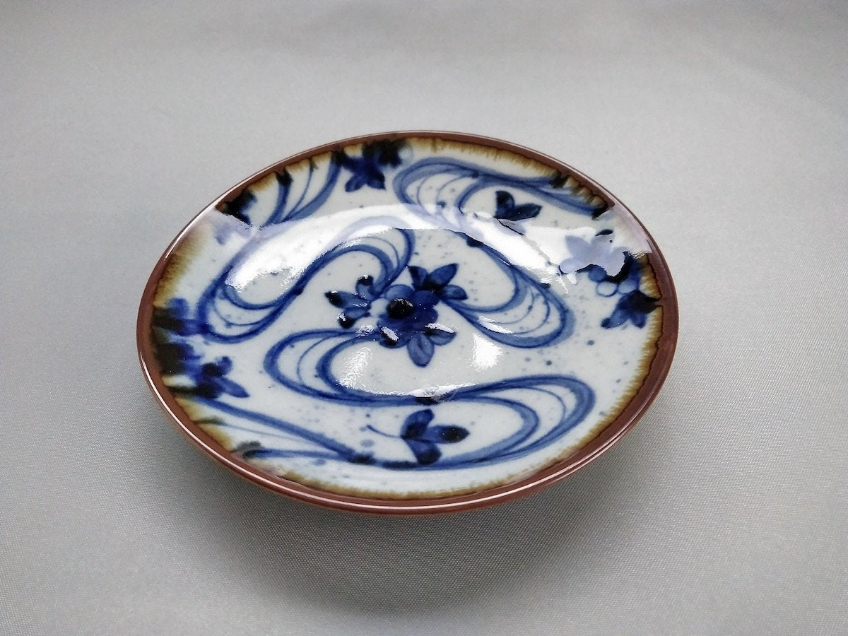染付流水小皿【寛右エ門窯】
