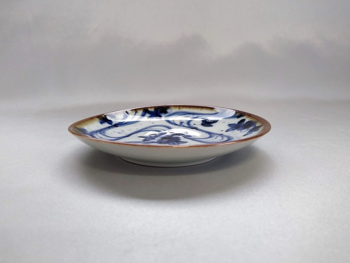 染付流水小皿【寛右エ門窯】
