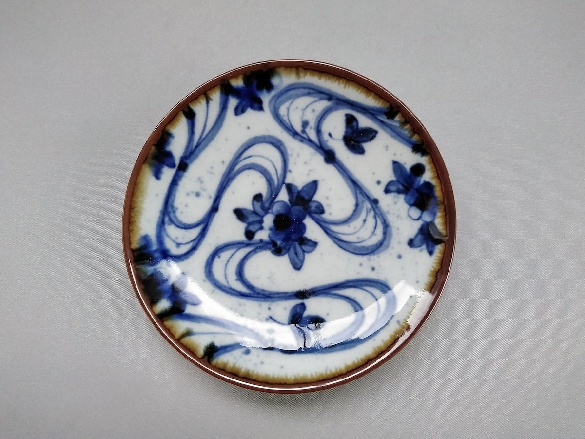 染付流水小皿【寛右エ門窯】