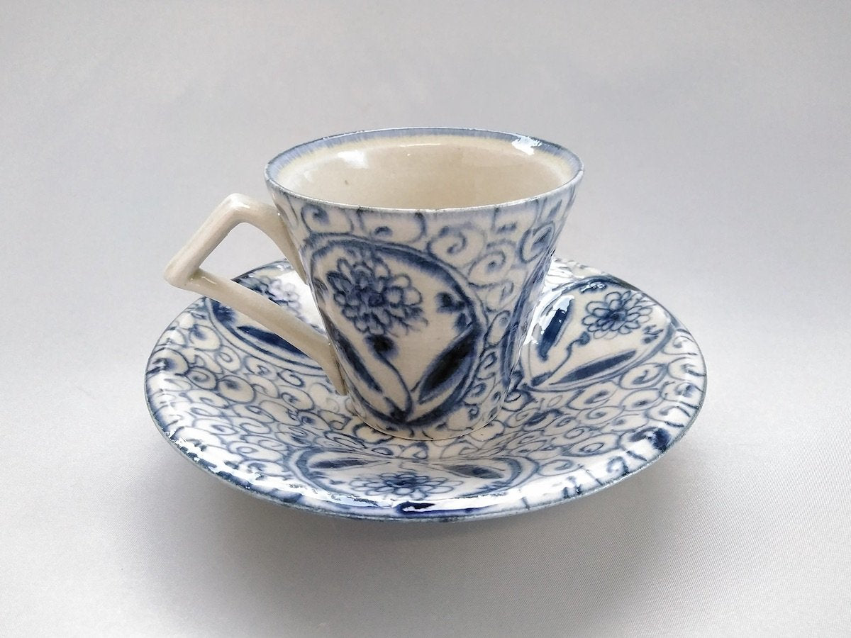 安南間取花紋コーヒーC/S【宗山窯】