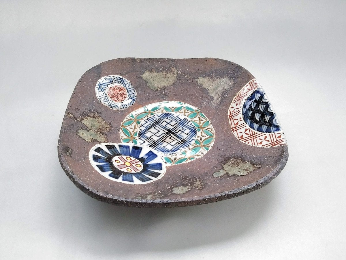 丸地紋角菓子皿【洸彩窯】