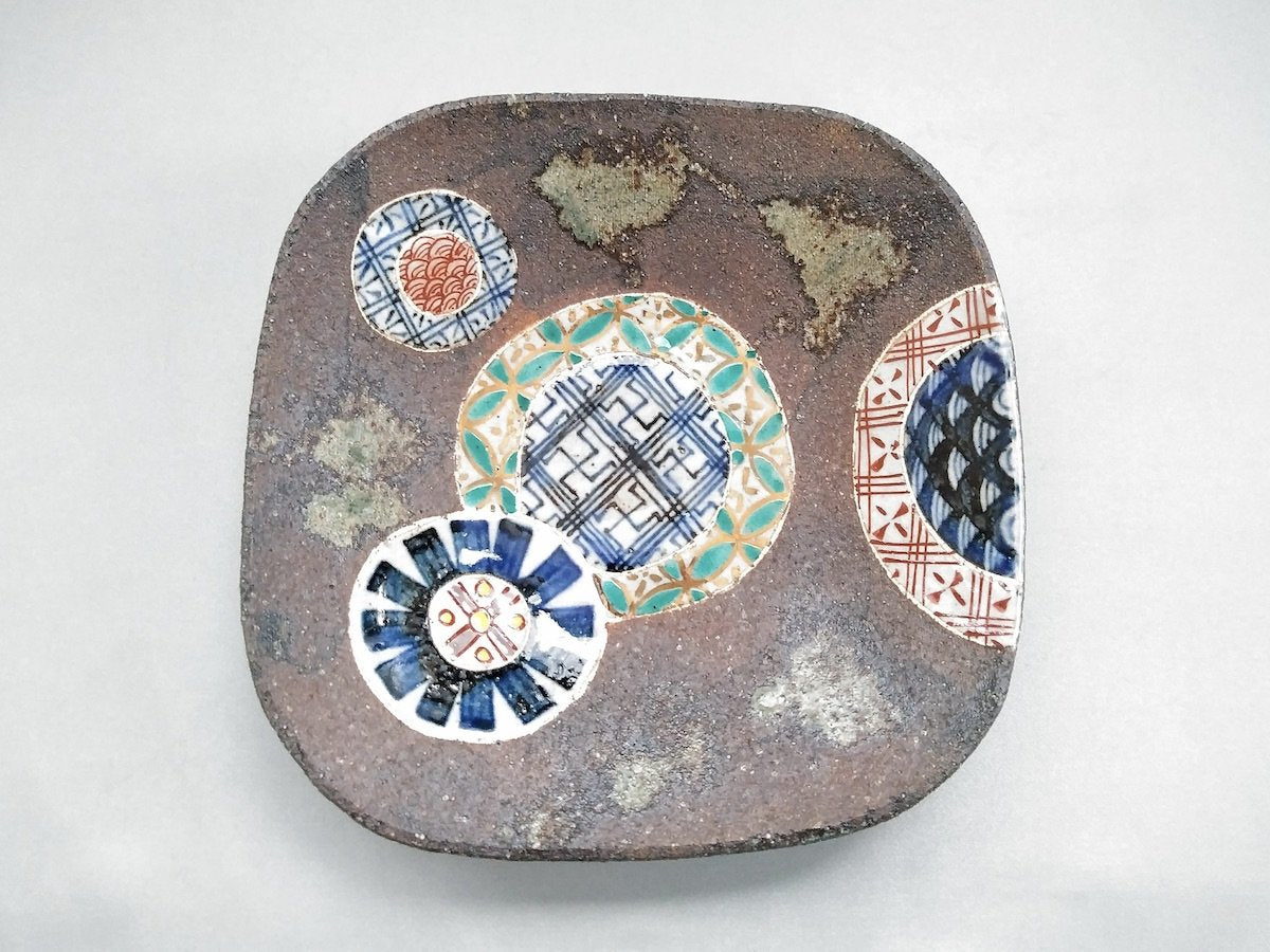 丸地紋角菓子皿【洸彩窯】