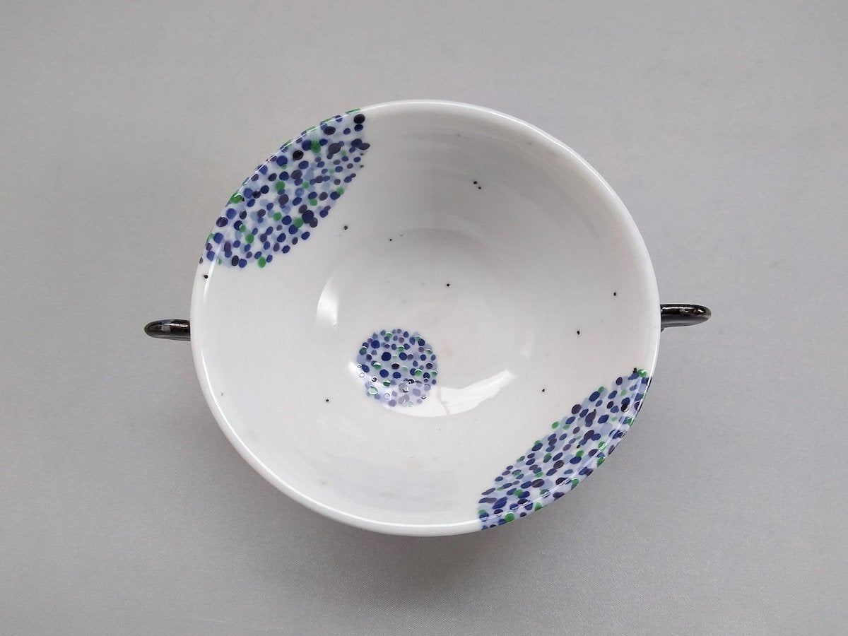 色絵点描4寸耳付碗【三宅英雅】