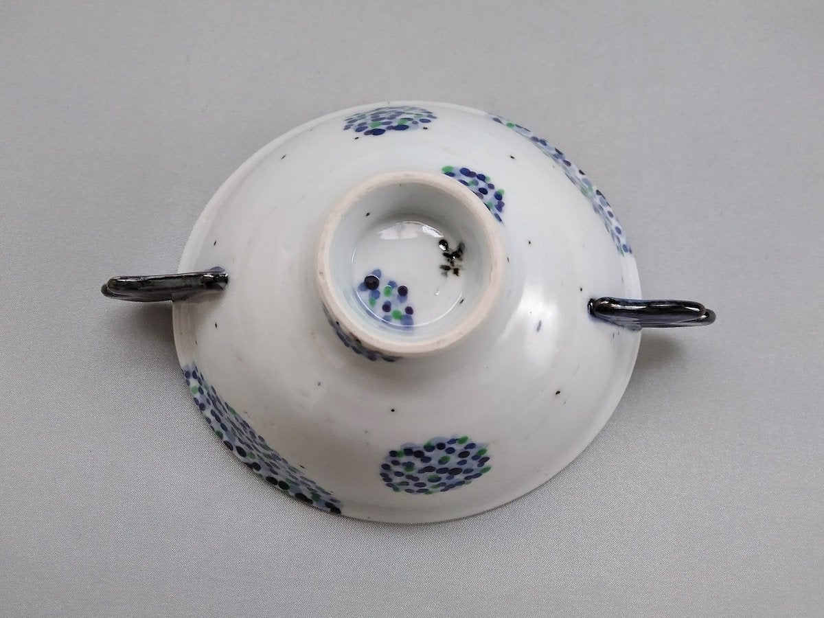 色絵点描4寸耳付碗【三宅英雅】