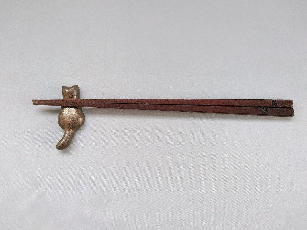 金泥釉箸置きねこ【喜鶴製陶】