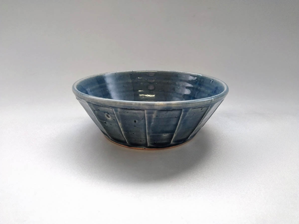 薄藍釉ソギ平小鉢【赤根真次】