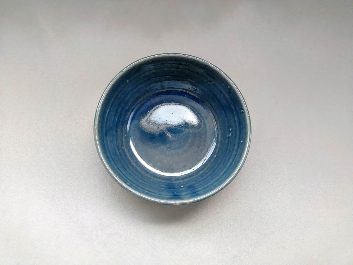 薄藍釉ソギ平小鉢【赤根真次】