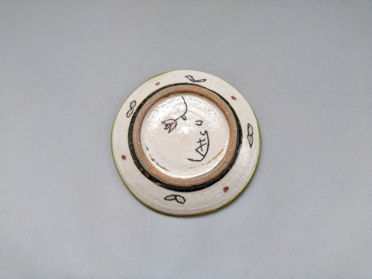 丸小皿 ピンク 花といっちん葉【加藤淳】