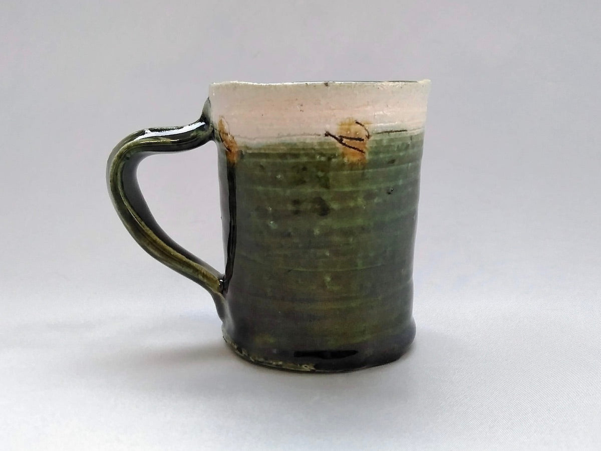 織部外白茶ドット筒マグ【山本一仁】