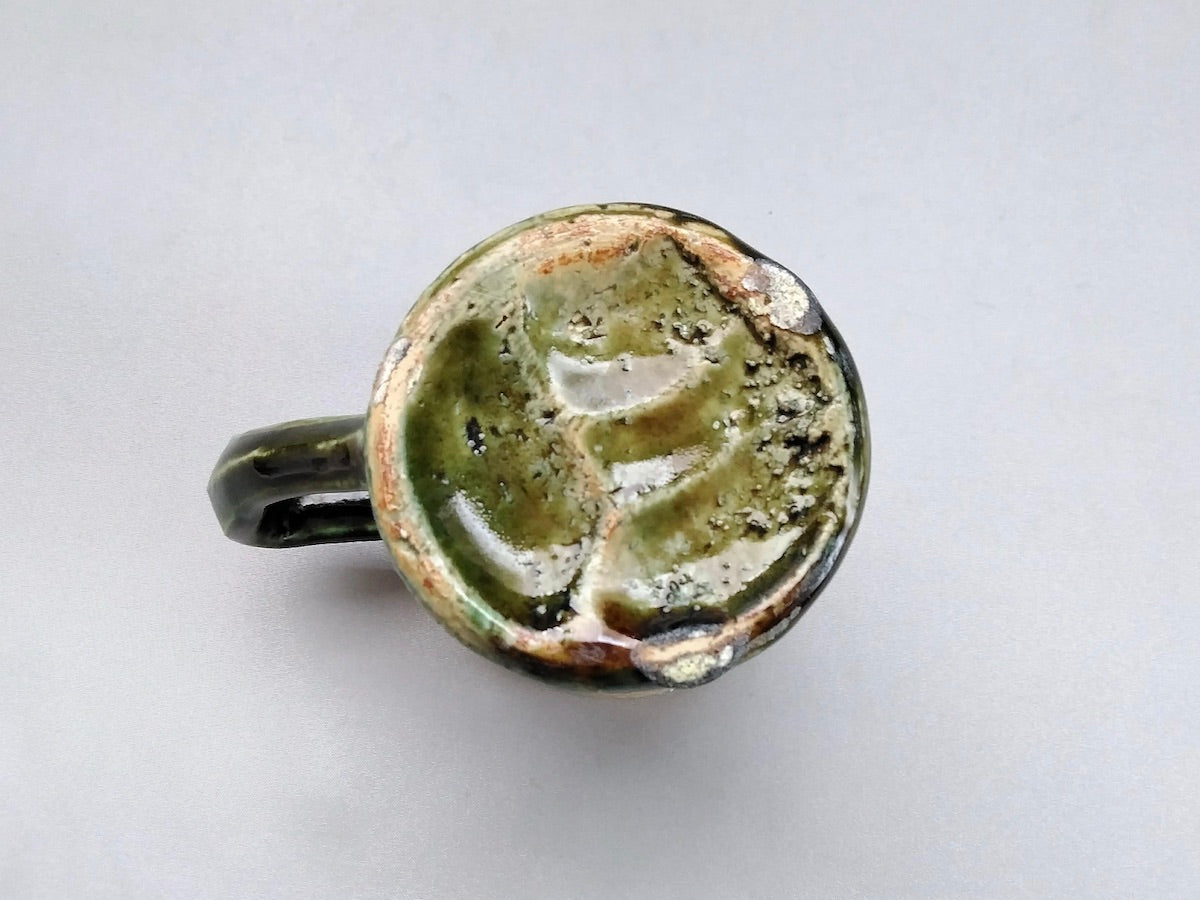 織部外白茶ドット筒マグ【山本一仁】