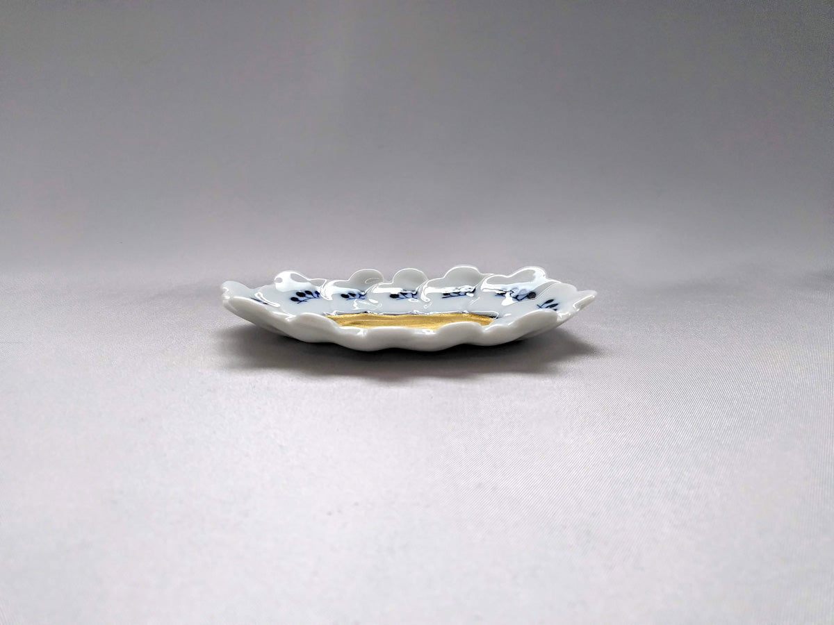 梅金彩だ円染付小皿【寿千窯】