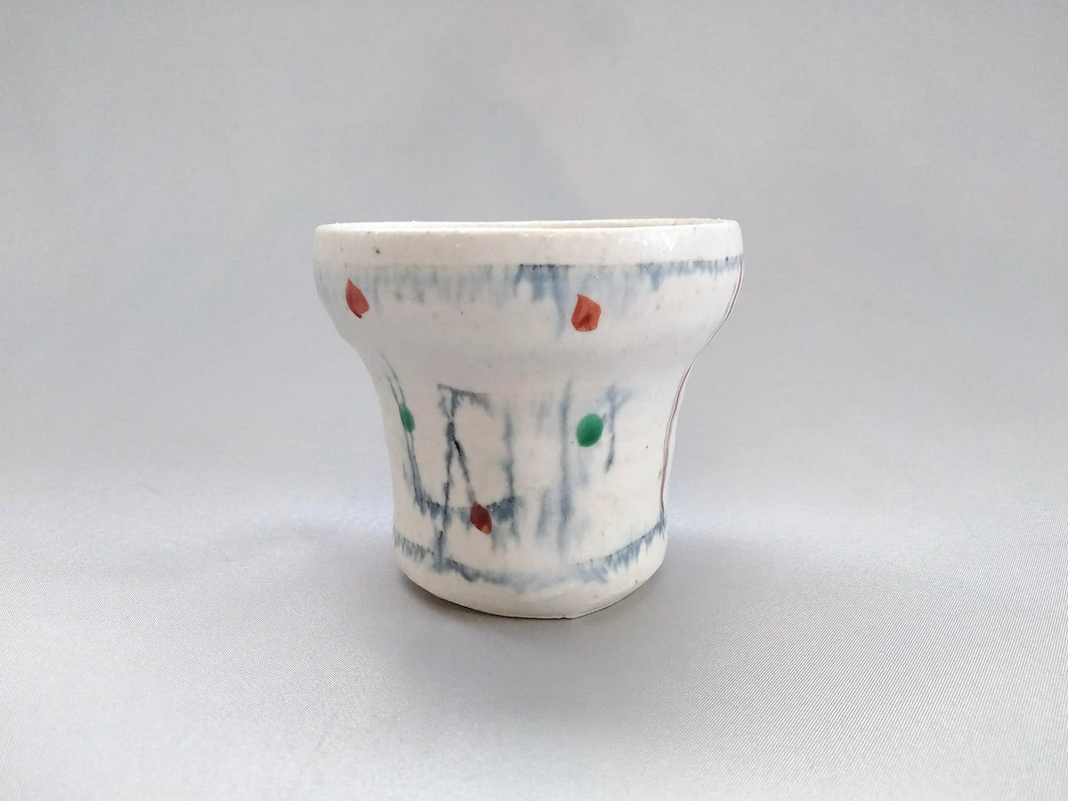 彩御深井変形湯呑黒線刻【南窯】