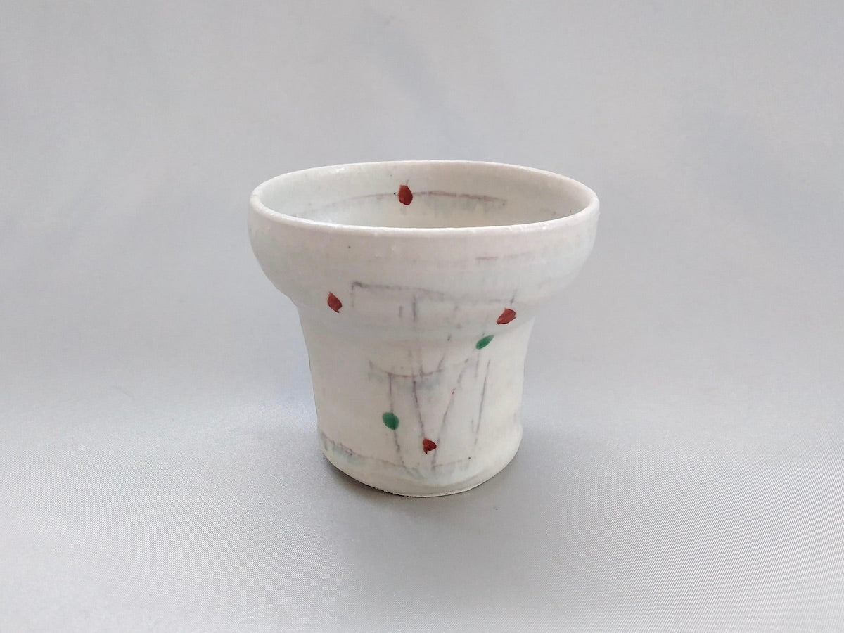 彩御深井変形湯呑赤線刻【南窯】