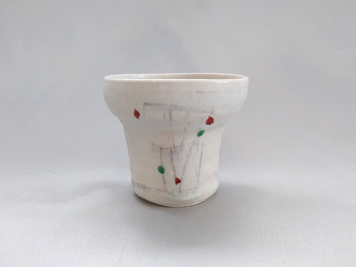 彩御深井変形湯呑赤線刻【南窯】