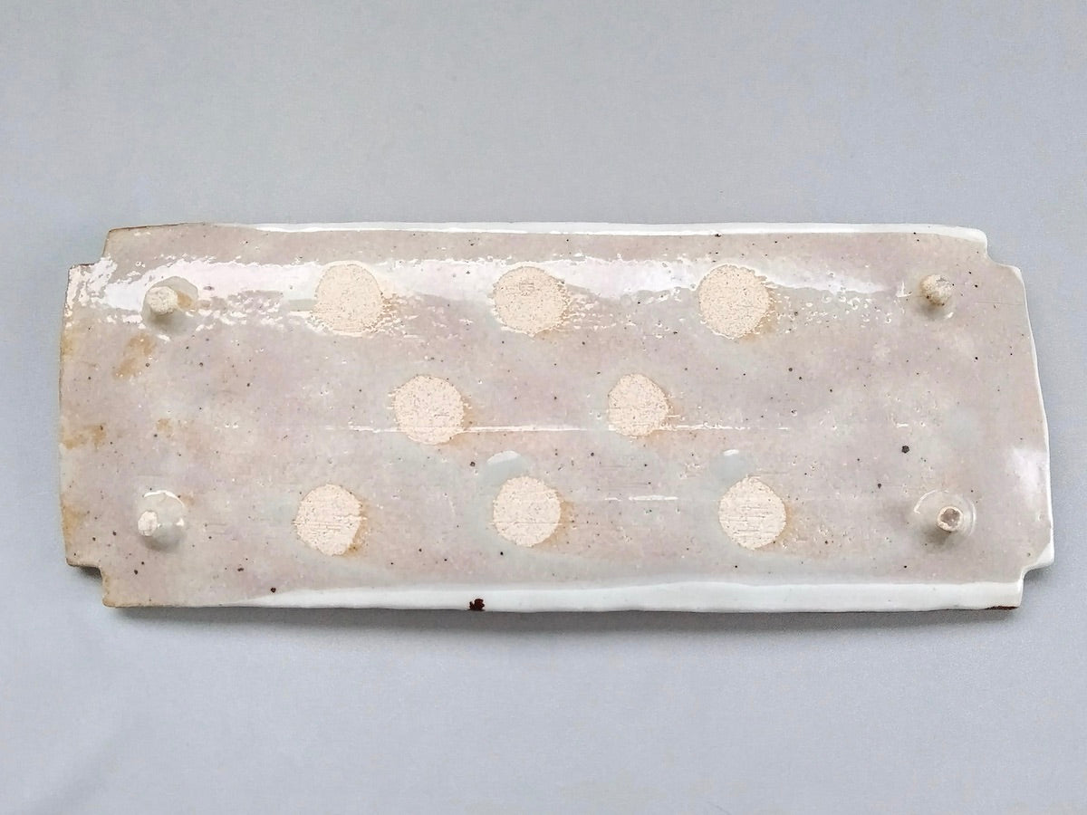 鉄赤絵小紋隅切長皿【南窯】