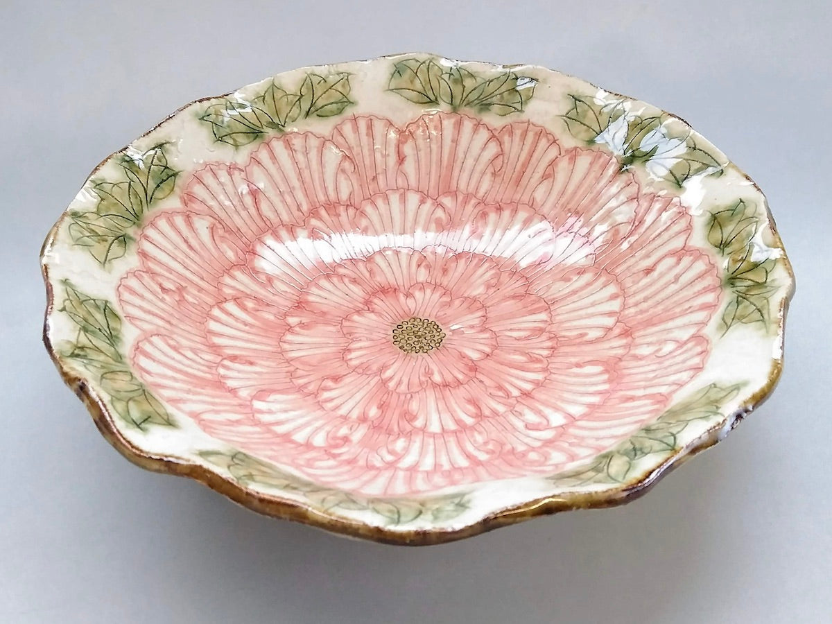 牡丹花8寸浅鉢【加藤芳平】