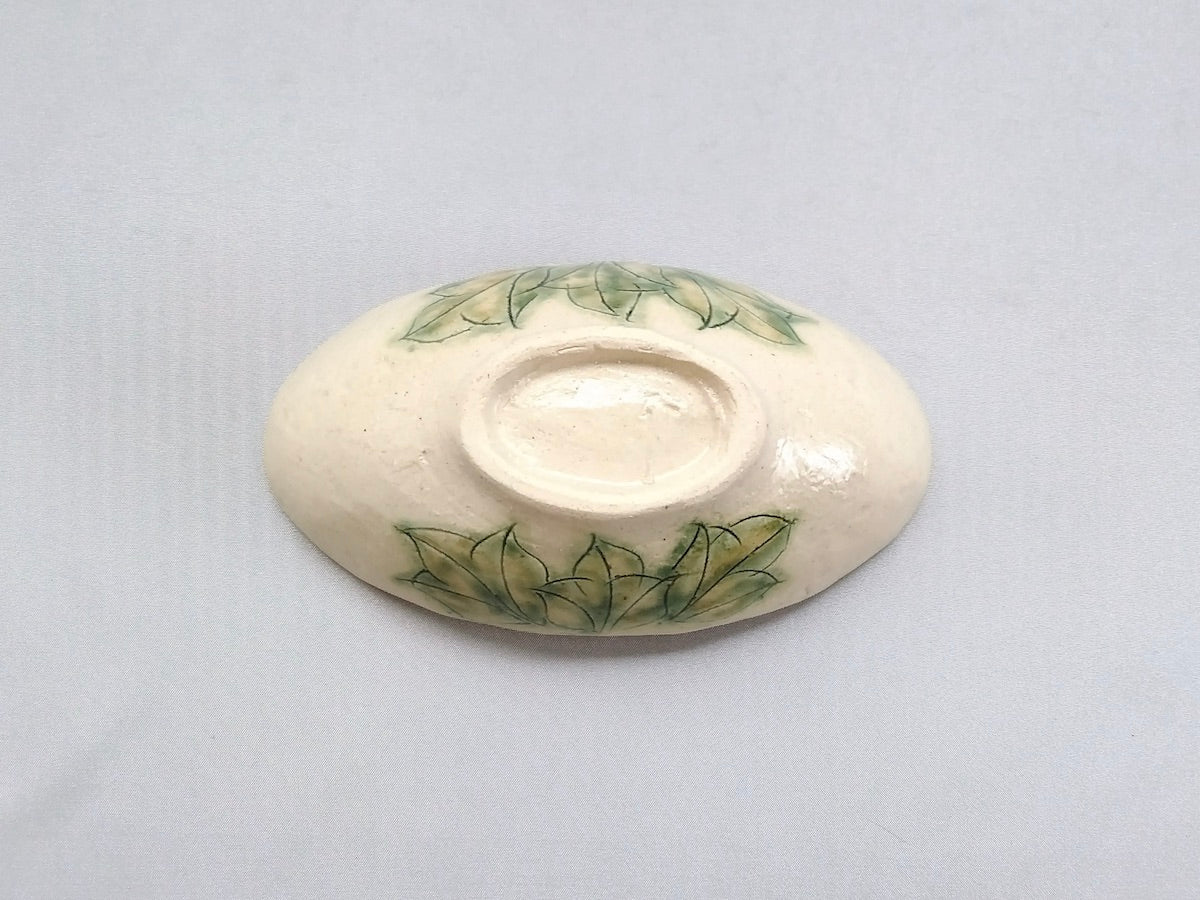 舞牡丹舟形小鉢緑【加藤芳平】