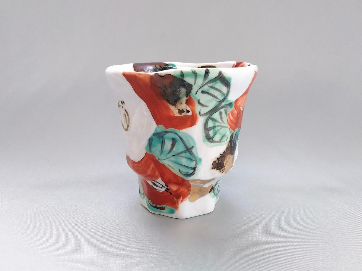 色絵椿長湯呑【和田一人】