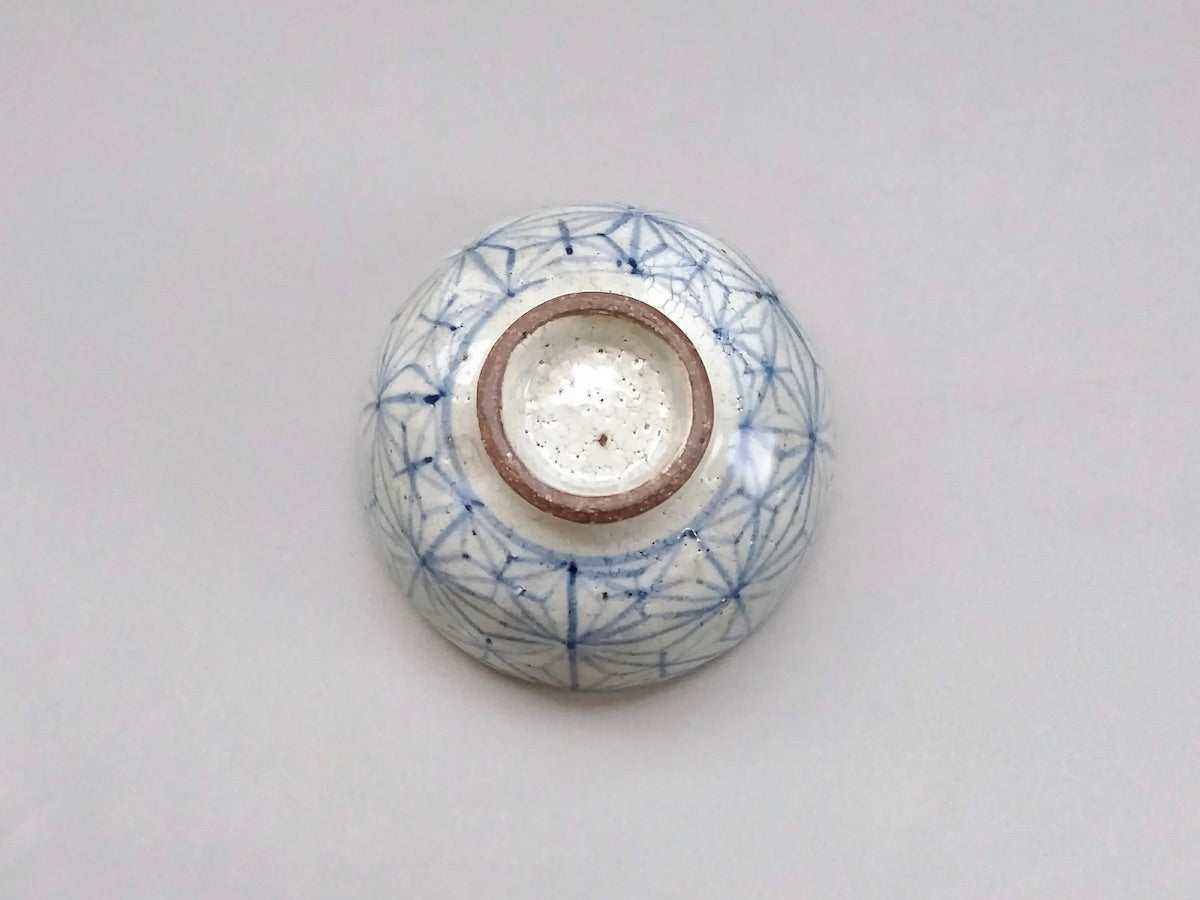 粉引麻の葉丸飯碗青【三浦繁久】