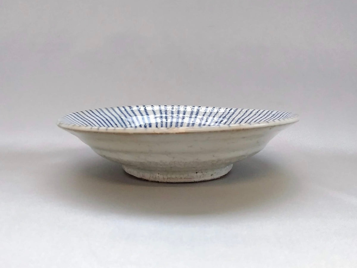 粉引十草5寸リム皿青【三浦繁久】