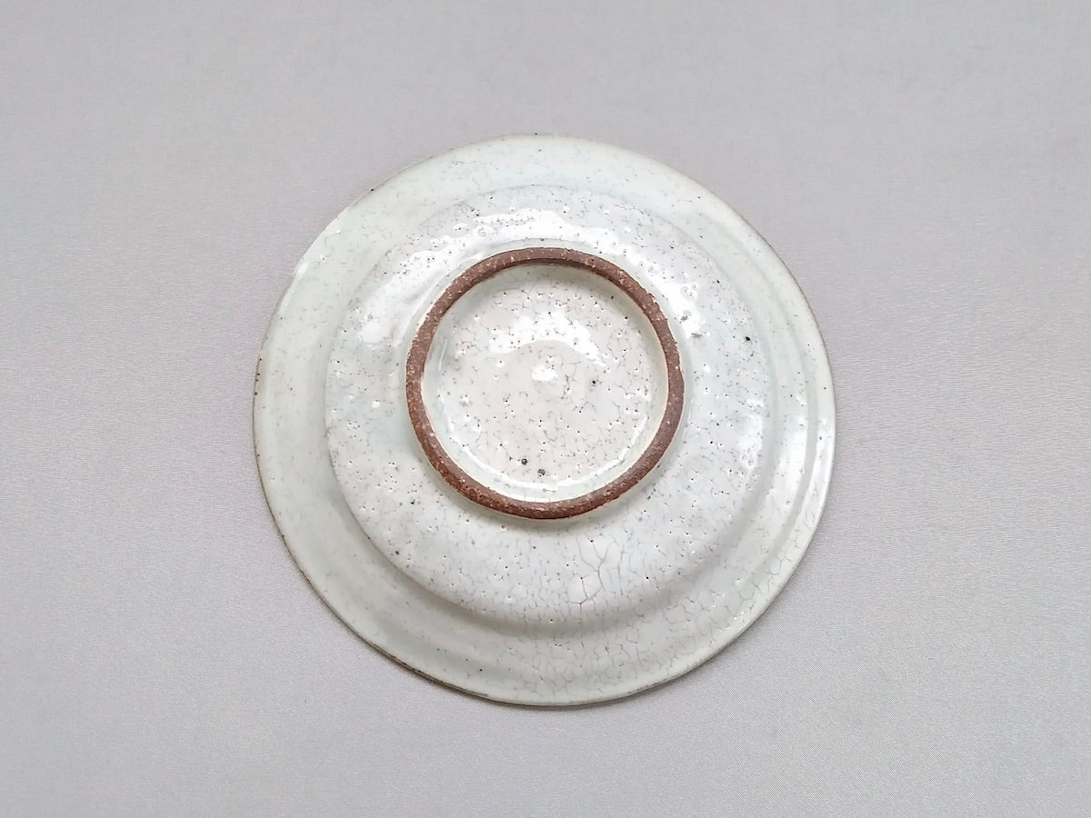 粉引十草5寸リム皿赤【三浦繁久】